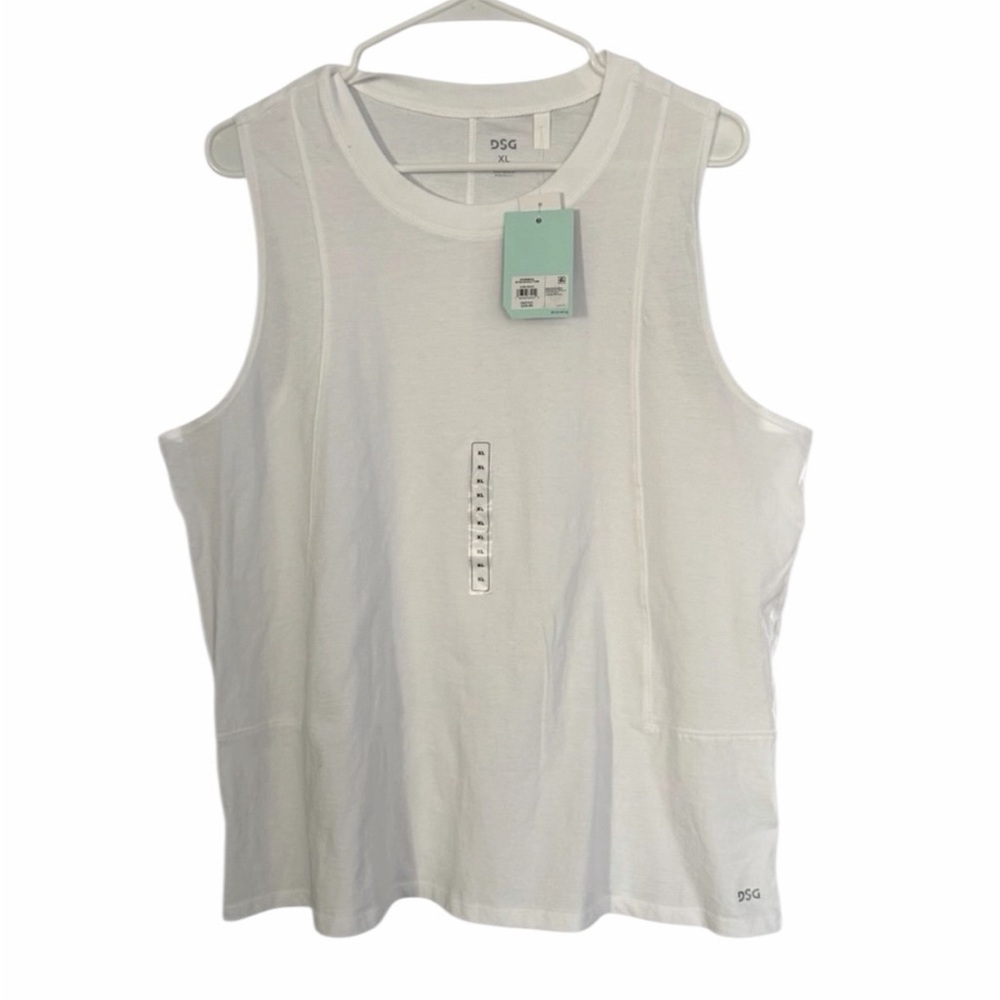 DSG Women's Size XL White Retro Muscle Tank Top NWT PTP 22”